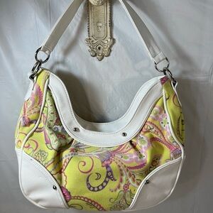 LULU Australia White & Green Paisley Hobo Shoulder Bag Purse